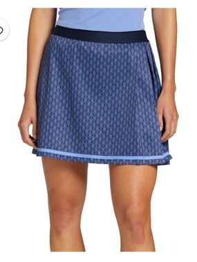 Lady Hagen Side Pleat Contrast Golf Skort Skirt Argyle Geometric Blue Resort XXL